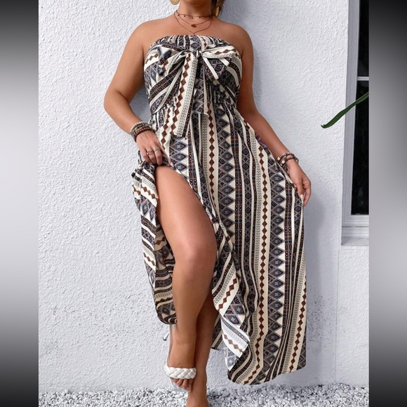 Boho knot front A-line tube dress - Picture 7 of 12